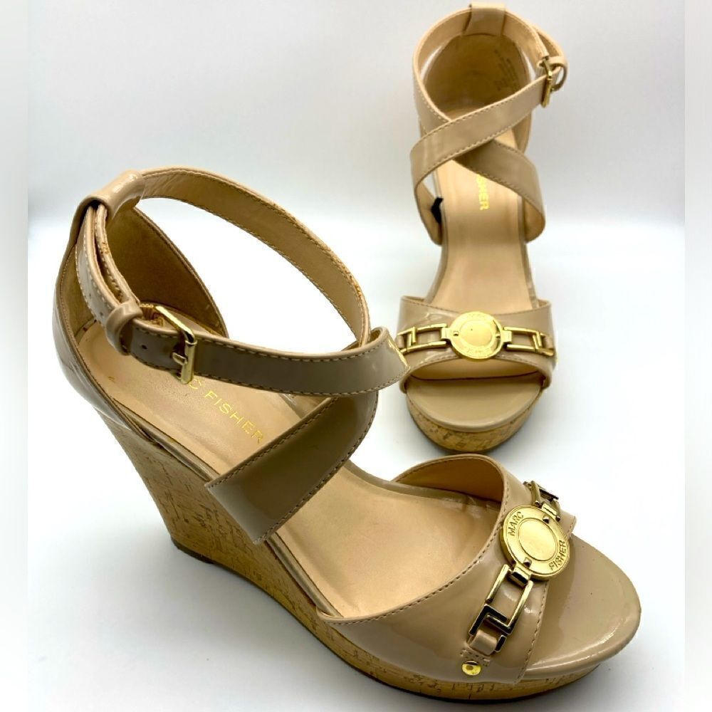 Marc Fischer Nude Platform Wedge Sandals Sz 6,5M